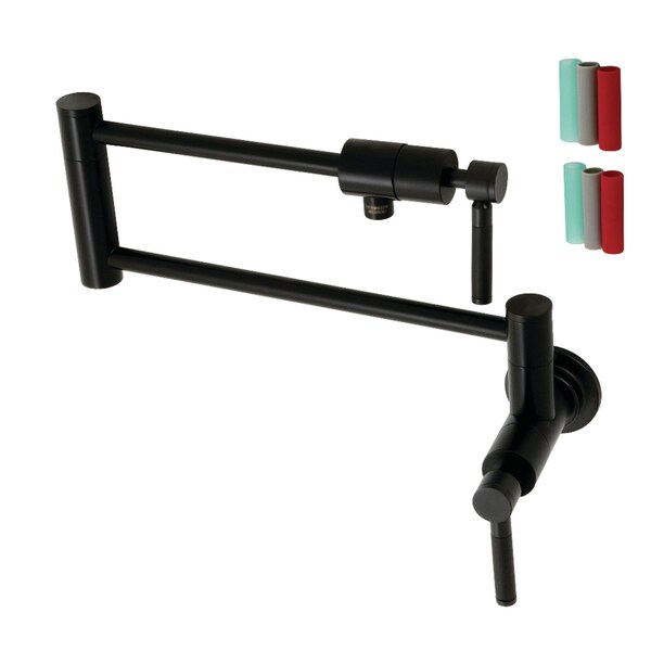 Kingston Brass KS4100DKL Kaiser Wall Mount Pot Filler, Matte Black KS4100DKL - main